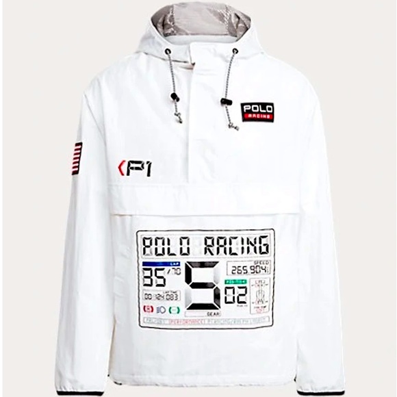 NWT POLO Ralph Lauren RRL P-WING RACING JACKET Stadium 1992 WHITE Hoodie  MENS L - Picture 3 of 11